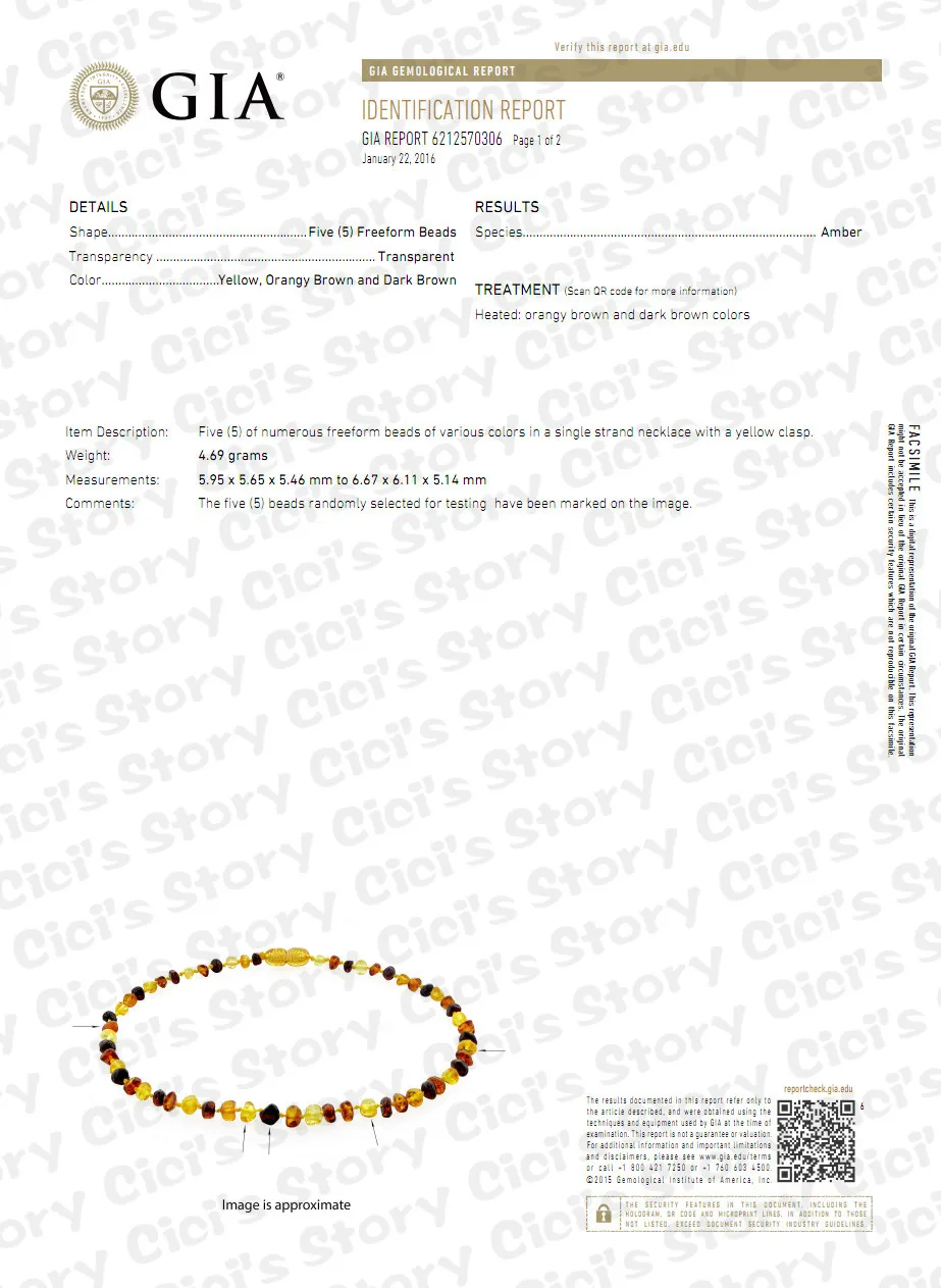 Ожерелье/браслет для детей Raw Baltic янтарный (многоцветное сырое)-3