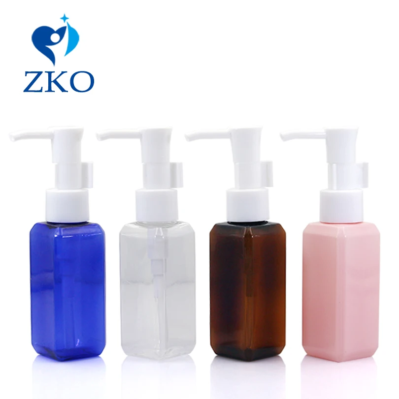 

500pcs 50ml square shape plastic bottle oil lotion pump emulsion bottle free shipping refillable bottle