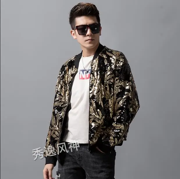 Autumn leaf sequins pattern handmade jacket men's brand fashion Slim long-sleeved nightclub jacket singers DJ stage casual coat
Autumn leaf sequins pattern handmade jacket men's brand fashion Slim long-sleeved nightclub jacket singers DJ stage casual coat