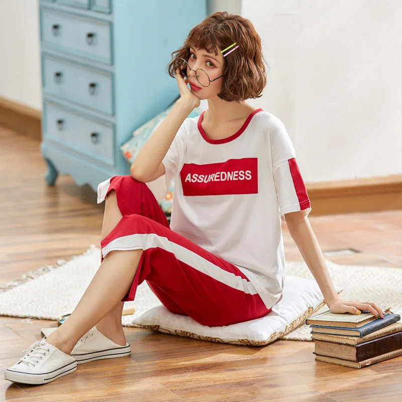 Women cotton pajamas Korean summer short sleeve trousers thin casual fresh and lovely ladies pajamsa sets pajamas pajama set
Women cotton pajamas Korean summer short sleeve trousers thin casual fresh and lovely ladies pajamsa sets pajamas pajama set