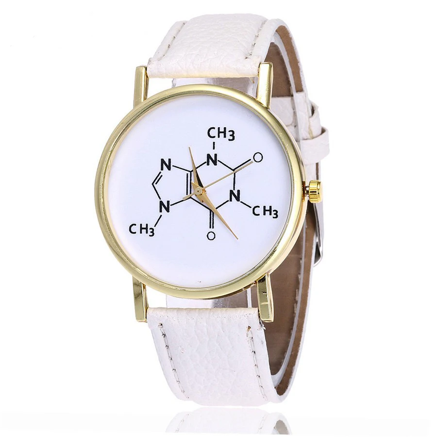 2018 Горячая Мода химии кофеина молекул часы уникальные женские наручные с кожаным