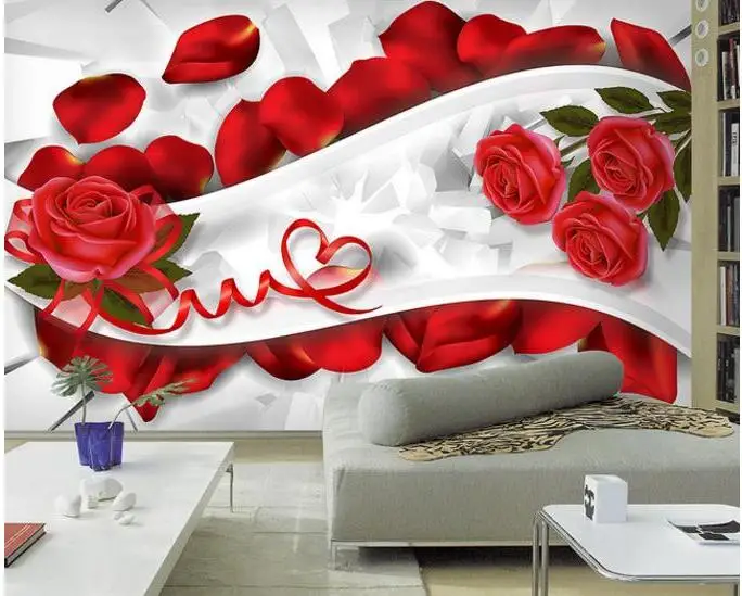 

wellyu 3D Wallpaper Bedroom Living Room Decorated TV Background Wall 3D Rose Petal Art Wall wallpaper for walls 3 d