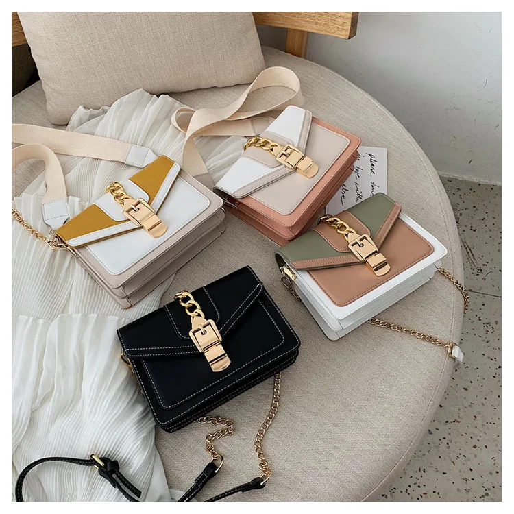 Women 2019 Wide Shoulder Strap Color Matching Slung Small Square Bag Female Contrast Joker Simple Chain Shoulder Bag Hit Colour
Women 2019 Wide Shoulder Strap Color Matching Slung Small Square Bag Female Contrast Joker Simple Chain Shoulder Bag Hit Colour