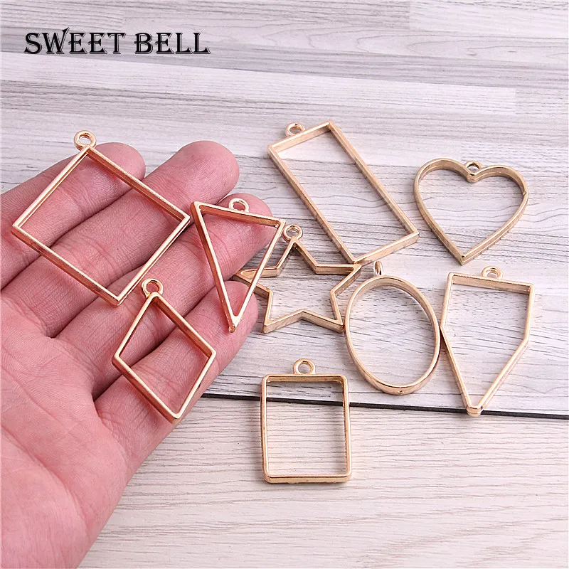 Sweet Bell 18pcs mix heart star oval rectangle triangle charm Hollow glue blank pendant tray bezel charms DIY Handmade
Sweet Bell 18pcs mix heart star oval rectangle triangle charm Hollow glue blank pendant tray bezel charms DIY Handmade