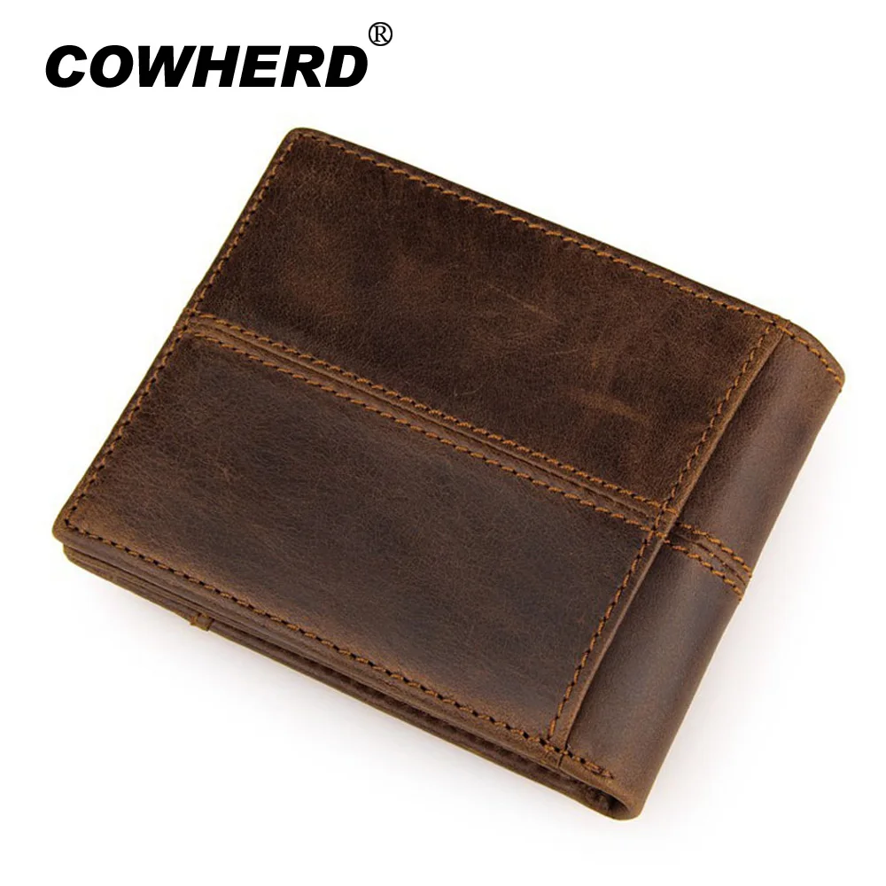 COWHERD мужские короткие кошельки хорошего качества 100% гарантия Натуральная