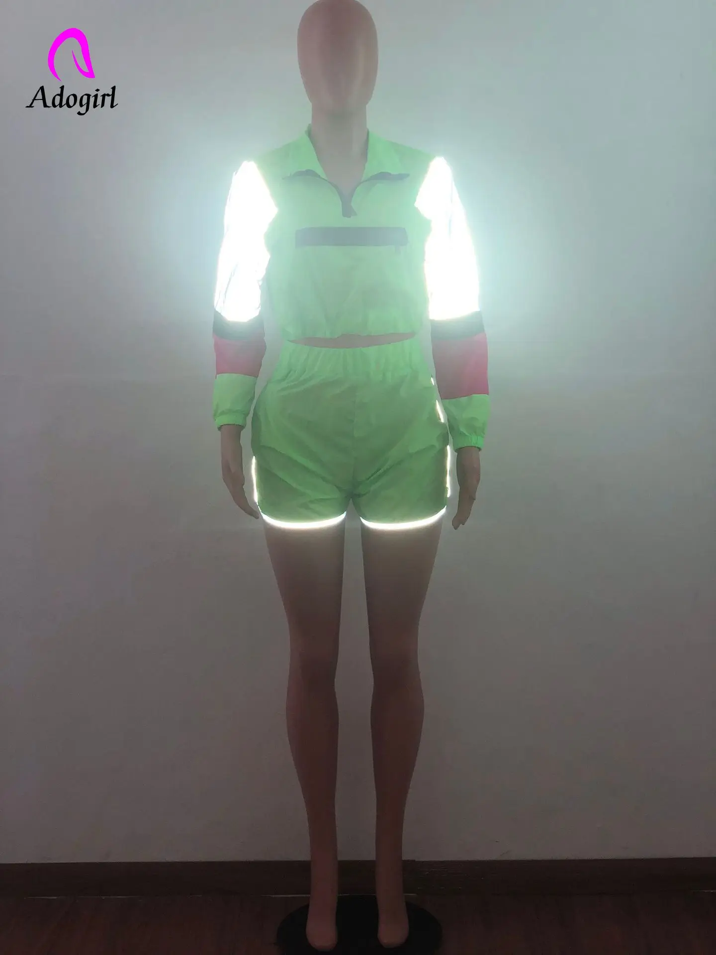 Adogirl Neon Reflective Women Tracksuit Fitness 2 Pieces Sets Autumn Full Sleeve Zipper Turtleneck Tops and biker Shorts Suits
Adogirl Neon Reflective Women Tracksuit Fitness 2 Pieces Sets Autumn Full Sleeve Zipper Turtleneck Tops and biker Shorts Suits