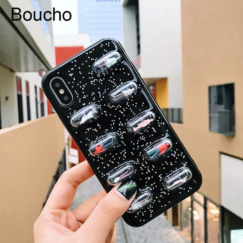 Мягкий силиконовый чехол Boucho для iphone 6 6s 7 plus X 3D симпатичная капсула чехлы