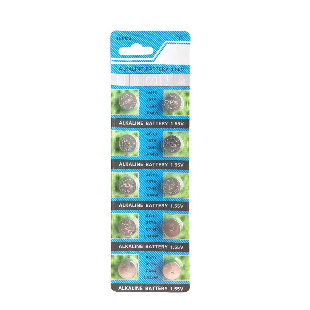 10 шт. аккумулятор LR44 L1154 RW82 RW42 SR1154 SP76 A76 357A pila lr44 SR44 AG 13 с литиевой кнопкой|Часовые
