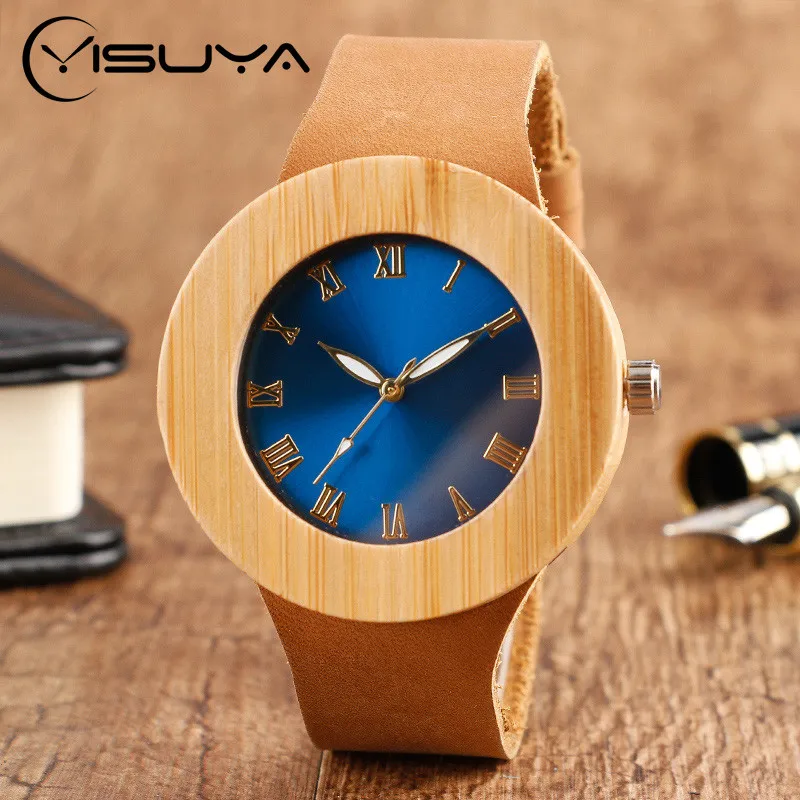 YISUYA Creative Bamboo Blue Green Wood Watch Dial Genuine Leather Casual Lovers Women Roman Number Quartz Wristwatch Relojes
YISUYA Creative Bamboo Blue Green Wood Watch Dial Genuine Leather Casual Lovers Women Roman Number Quartz Wristwatch Relojes