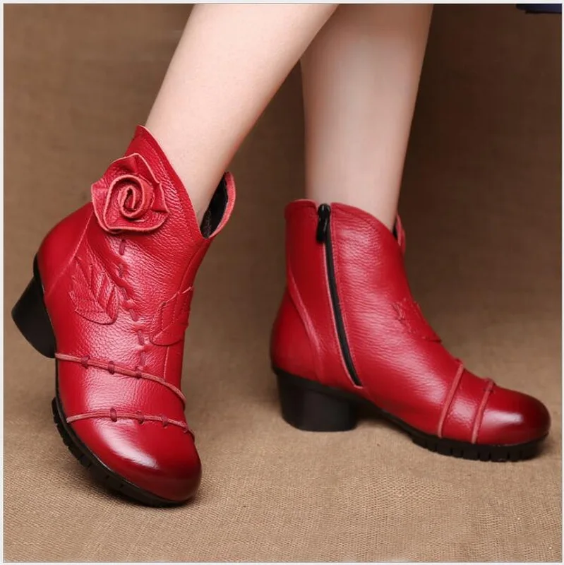 Autumn Winter Shoes Woman Cow Leather Flower Shoes Comfort Med Heel Ankle Boots Genuine Leather Classic Retro Women Martin Boots
Autumn Winter Shoes Woman Cow Leather Flower Shoes Comfort Med Heel Ankle Boots Genuine Leather Classic Retro Women Martin Boots