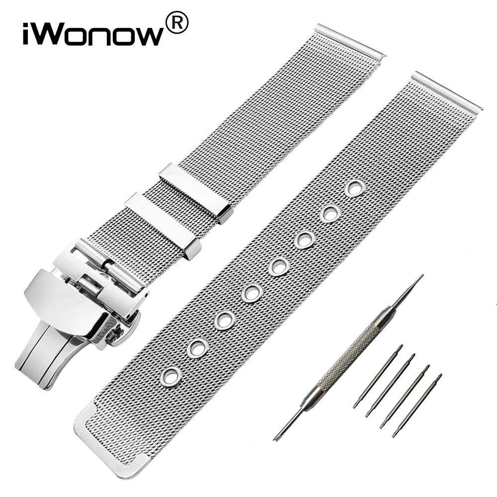 Milanese Watchband Butterfly Buckle Strap for Pebble Time Round 20mm Men Huawei Watch 2 (Sport) Ticwatch 2 Stainless Steel Band
Milanese Watchband Butterfly Buckle Strap for Pebble Time Round 20mm Men Huawei Watch 2 (Sport) Ticwatch 2 Stainless Steel Band