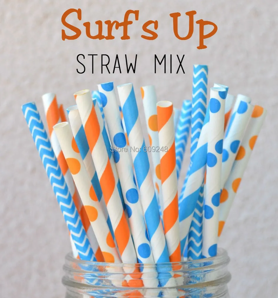 125pcs Mixed Colors Surfs Up Blue and Orange Paper Straws,Blue Orange Stripe,Blue Chevron,Blue Dots,Orange Dots,Personalize 
125pcs Mixed Colors Surfs Up Blue and Orange Paper Straws,Blue Orange Stripe,Blue Chevron,Blue Dots,Orange Dots,Personalize