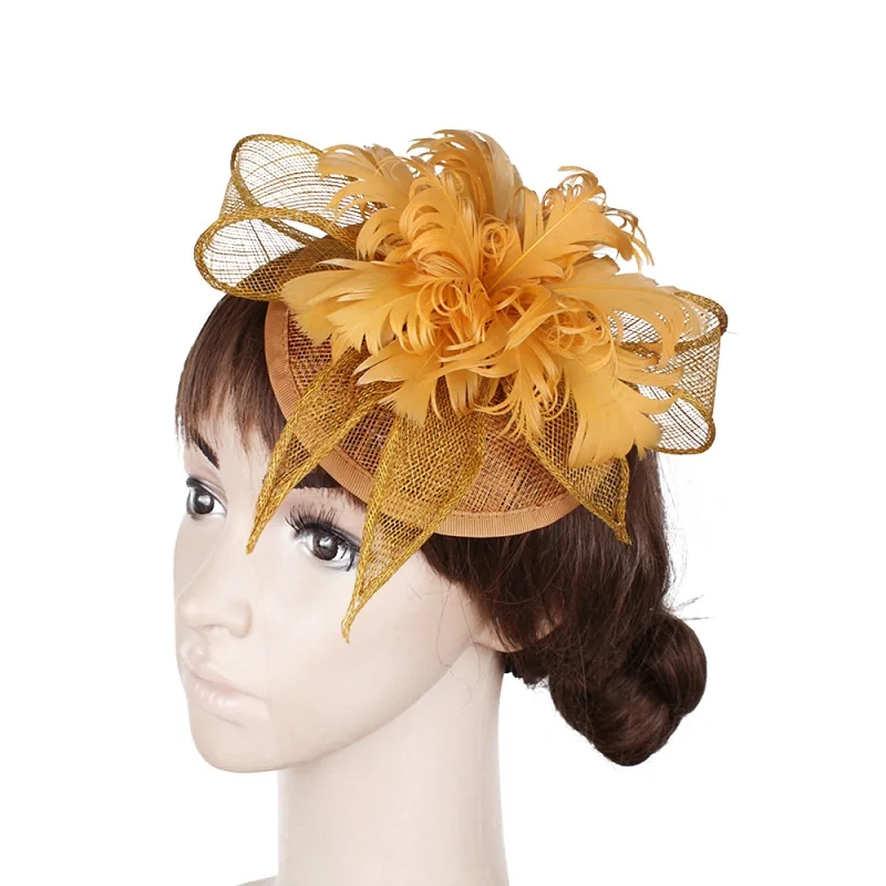 Gold Sinamay Hats Feather Flower Fascinators for Party Hats Bridal Hair Accessories Navy Red Cocktail Hat Multiple Colors Select
Gold Sinamay Hats Feather Flower Fascinators for Party Hats Bridal Hair Accessories Navy Red Cocktail Hat Multiple Colors Select