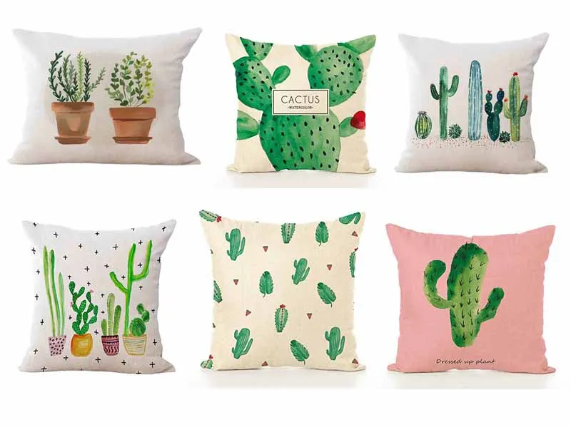 

Roll over image to zoom in Qinqingo Tropical Succulent Plants Cactus Decorative Cushion Cover Cotton Linen Square Throw Pillow