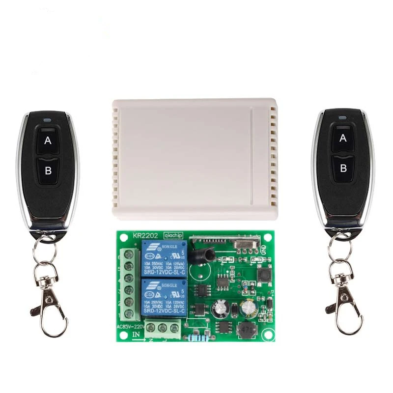 433Mhz Universal Wireless Remote Switch AC 250V 110V 220V 2CH Relay Receiver Module and 2 Pieces RF 433 Mhz Remote Controls
433Mhz Universal Wireless Remote Switch AC 250V 110V 220V 2CH Relay Receiver Module and 2 Pieces RF 433 Mhz Remote Controls