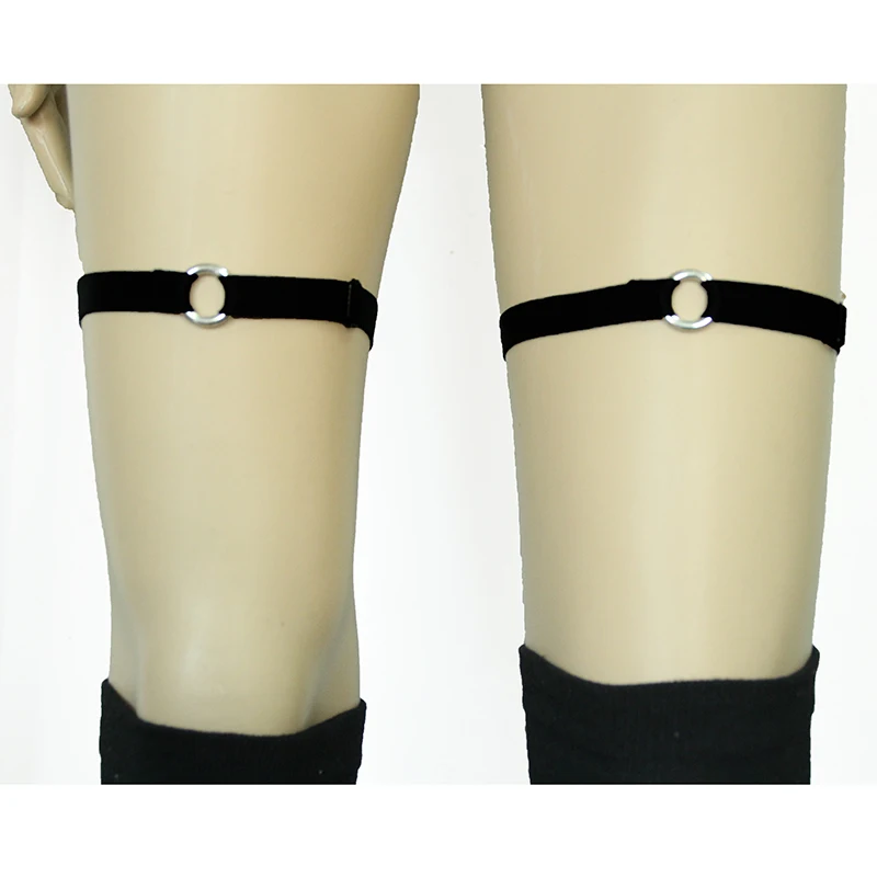Черный готический простой подвязки пара колено манжеты эластичные БДСМ гранж