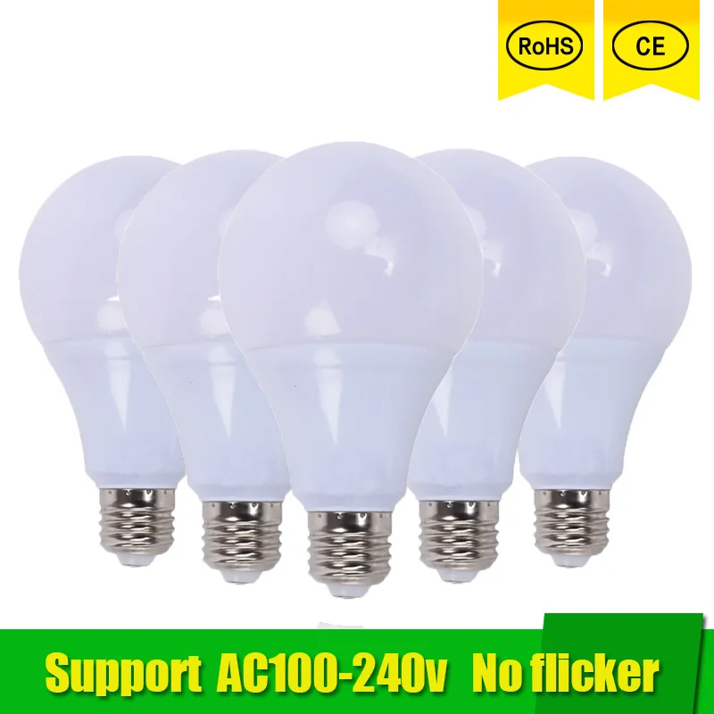 

5pcs LED lamp E27 3W 6W 9W 12W 18W 21W SMD 2835 Real Power Led Light Bulb AC 220V 110V Cold Warm White Led ball bulb for home