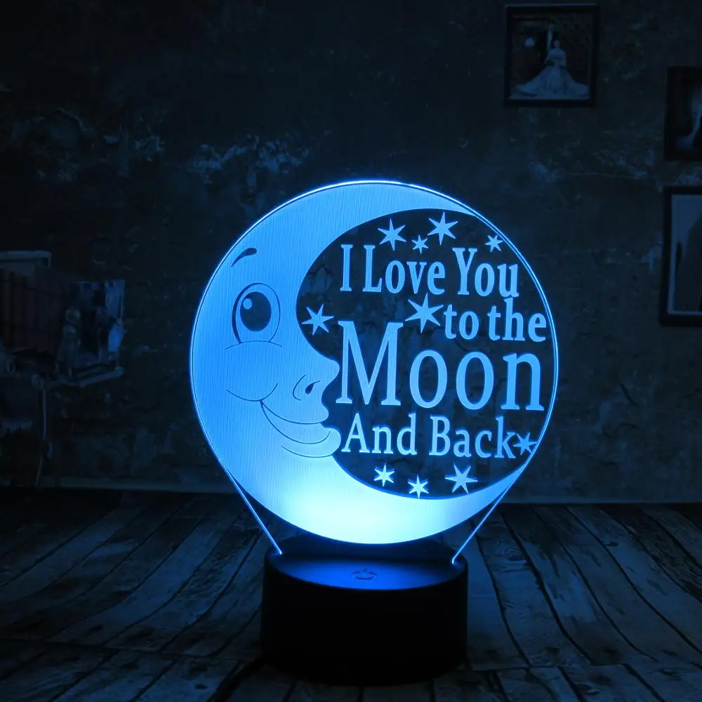Детская спальная прикроватная Ночная лампа Луна 3d ночник 7 цветов