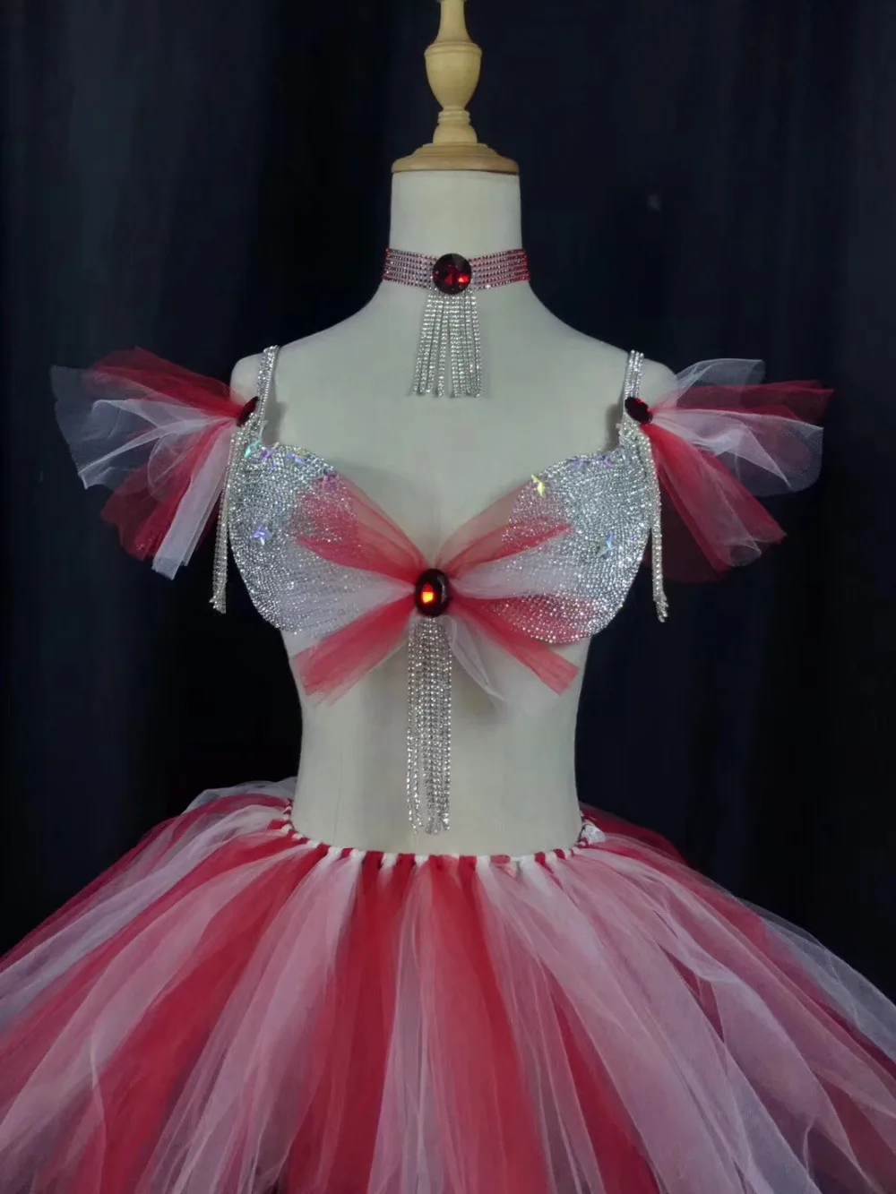 Розовая и красная танцевальная одежда из 2 предметов женское сексуальное