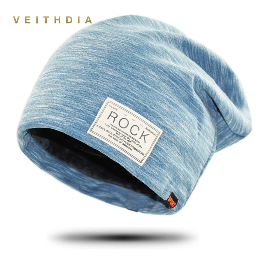 

VEITHDIA Autumn Hip hop cap Winter beanies men hats Rock logo Casual Cap Turban hat bonnet plus velvet caps for men beanie