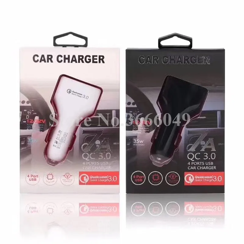 50 шт QC3.0 быстрое зарядное устройство 4 порта Переходник USB для зарядки в машине 5V 7A