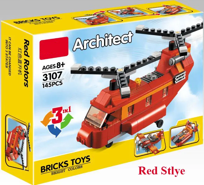 3in1 Deformation Building Blocks DIY Creative Bricks Toys Educational Compatible Sports car/ motorcycle/ Helicopter for Children
3in1 Deformation Building Blocks DIY Creative Bricks Toys Educational Compatible Sports car/ motorcycle/ Helicopter for Children