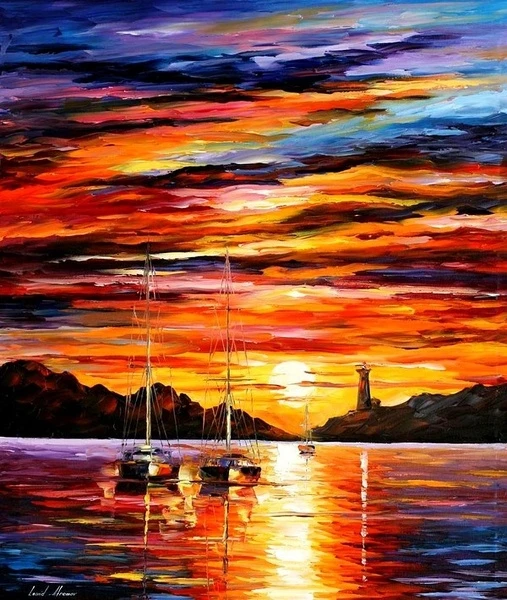 

Top Quality colorful classical counted cross stitch kit sailing ship boat on the sea sunset sunrise painting