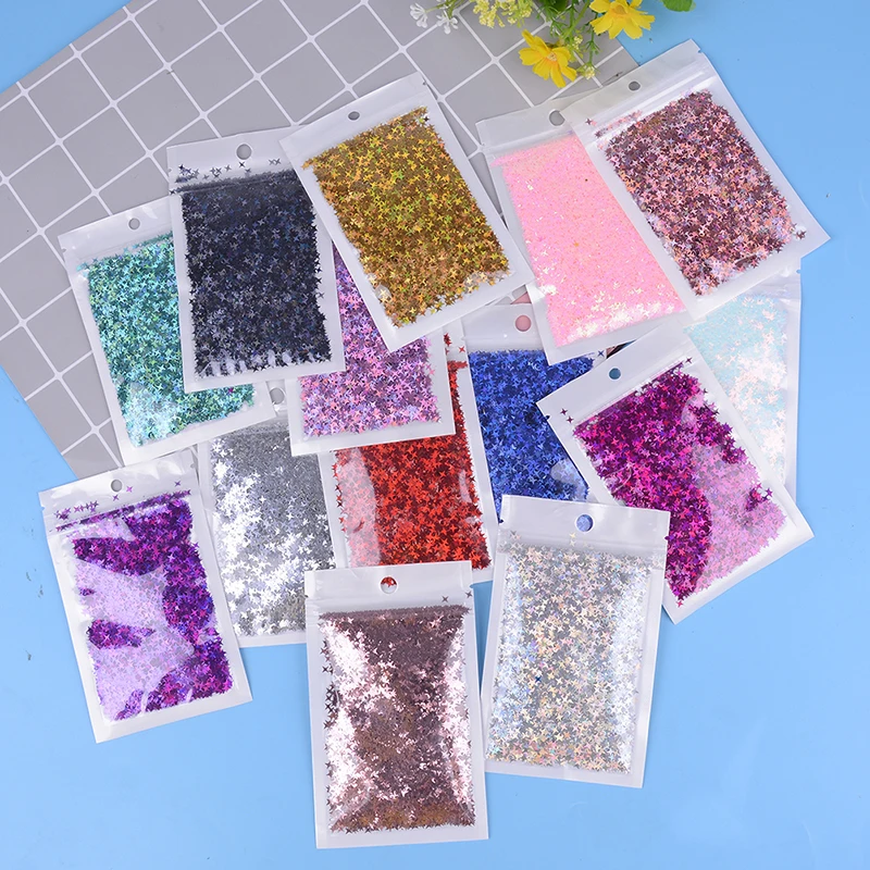 

10g Four Star Glitter Diy Crystal Slime Supplies Ultra-thin Slices Nails Art Tips Box Accessories Decoration Toys For Kids Model
