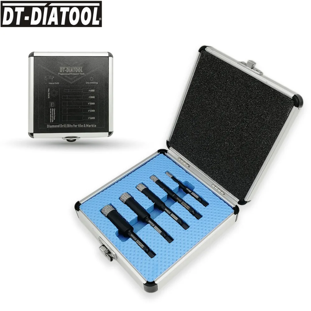 DT-DIATOOL 5pcs/box Diameter 6/8/10/12/14MM Quick-fit Shank Dry Diamond Drilling Core Bits Drill Hole Saw for Granite Marble
DT-DIATOOL 5pcs/box Diameter 6/8/10/12/14MM Quick-fit Shank Dry Diamond Drilling Core Bits Drill Hole Saw for Granite Marble