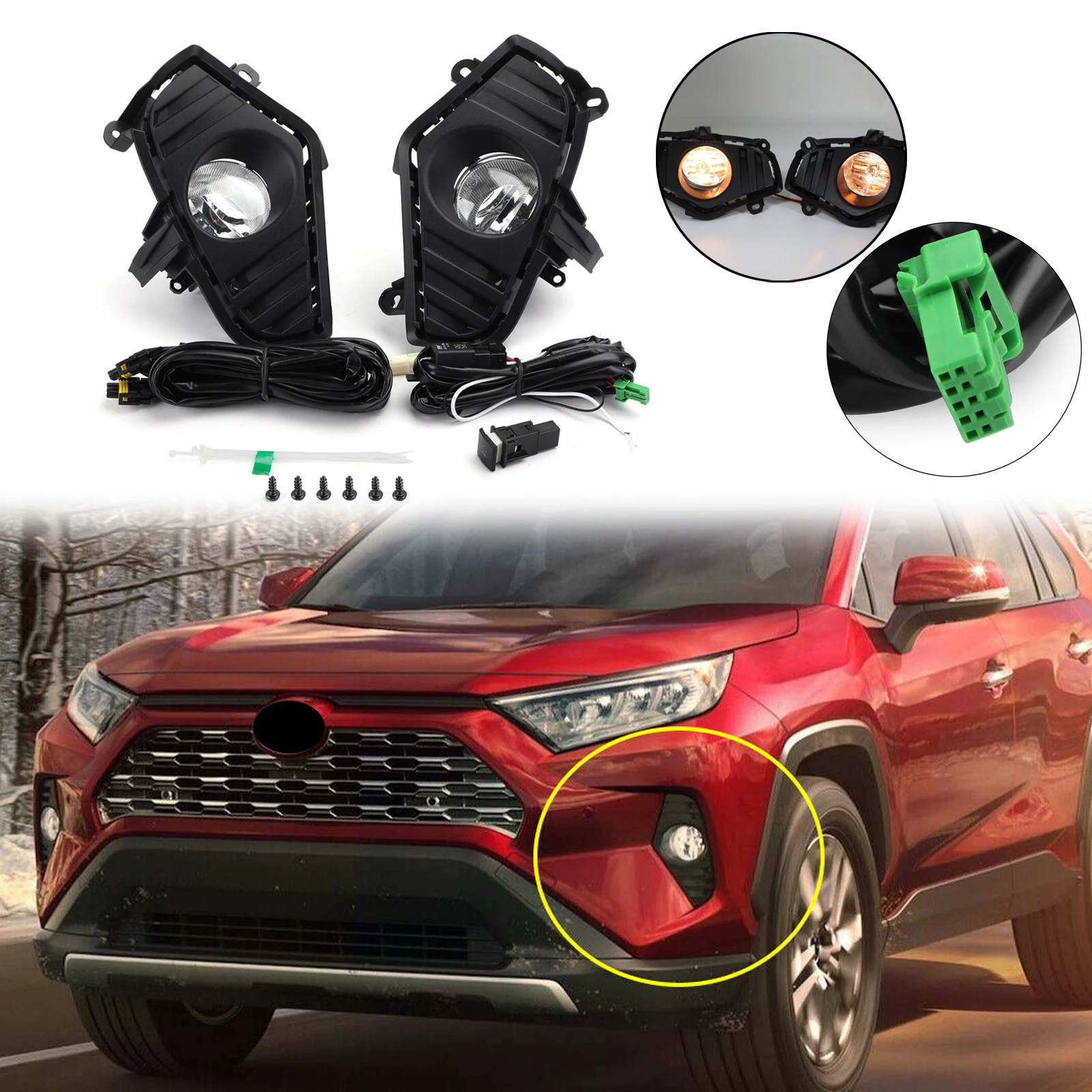 Areyourshop H16 Fog Lights Bumper Driving Lamps w/ Switch + Bezel For RAV4 2019 2020 2021 Car Auto Accessories Parts
Areyourshop H16 Fog Lights Bumper Driving Lamps w/ Switch + Bezel For RAV4 2019 2020 2021 Car Auto Accessories Parts