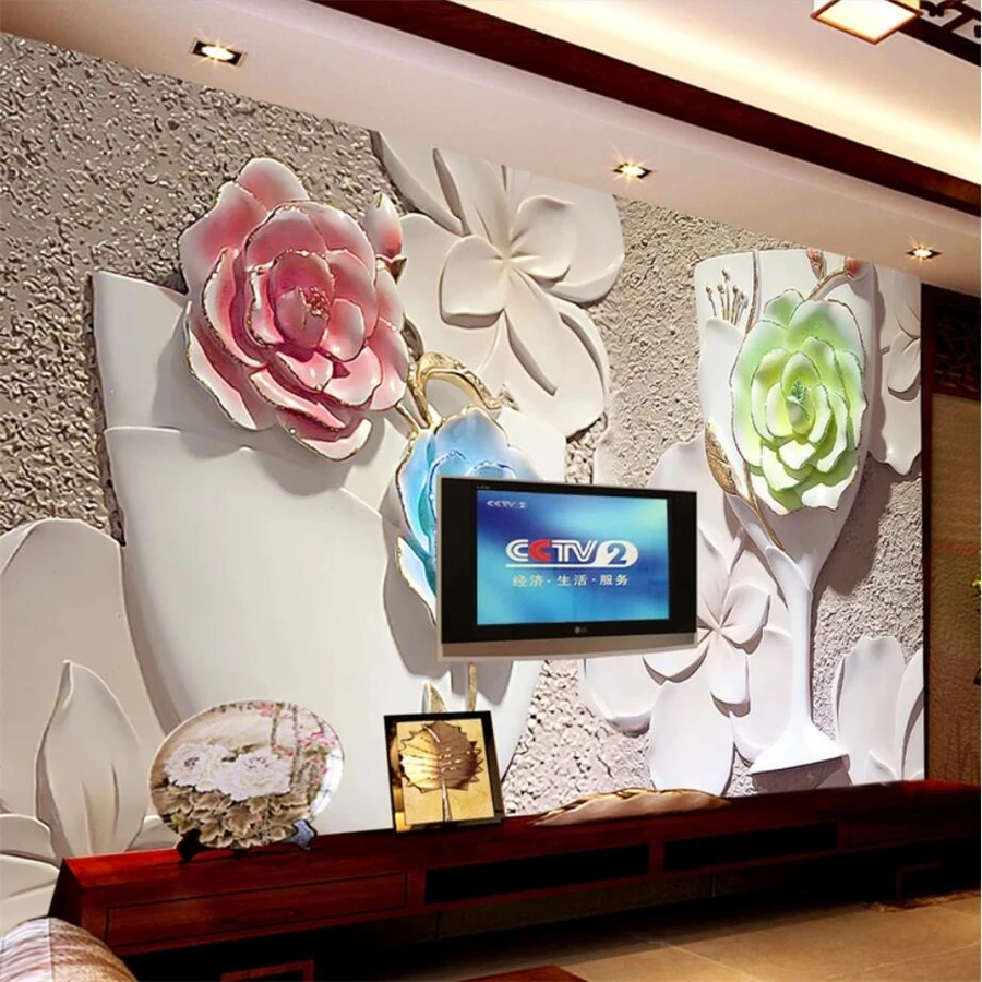 

beibehang Custom wallpaper 3D flower open living room bedroom mural 5D background wall paper 8d crystal painting papel de parede