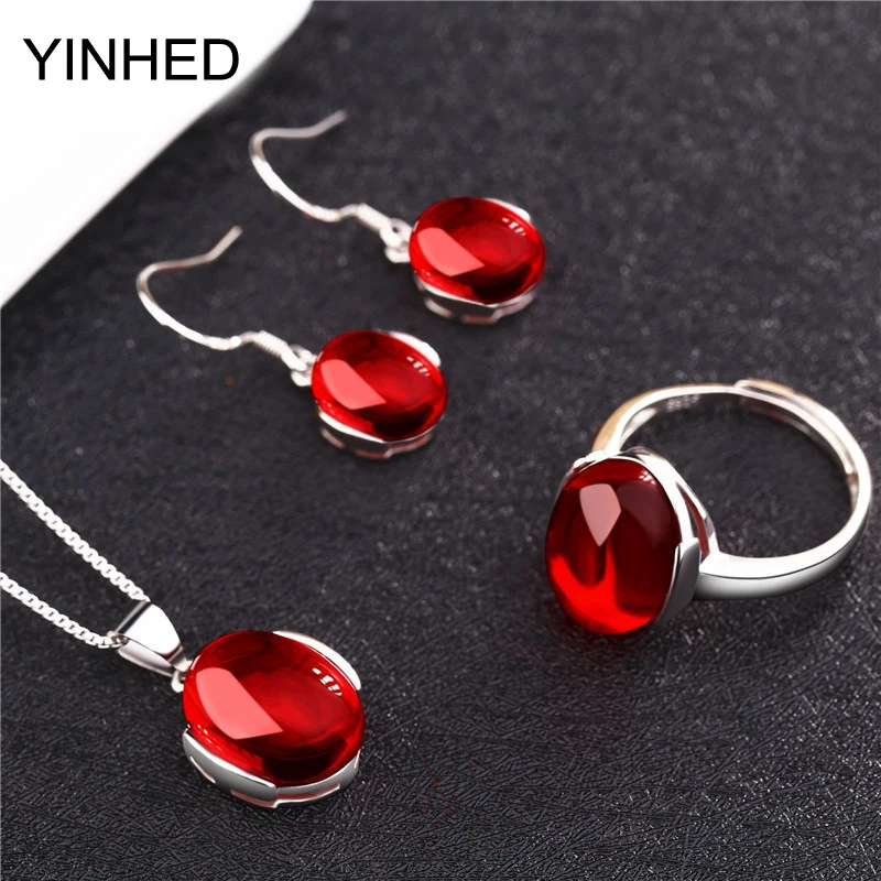 YINHED Luxury Natural Red Green Jade Corundum Bridal Jewelry Sets 925 Sterling Silver Wedding Ring Necklace Earrings Sets ZS042
YINHED Luxury Natural Red Green Jade Corundum Bridal Jewelry Sets 925 Sterling Silver Wedding Ring Necklace Earrings Sets ZS042