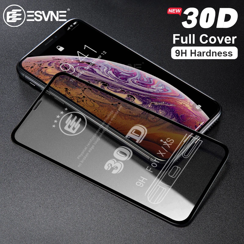 ESVNE 9H защитное стекло 30D полное покрытие экрана закаленное для iphone 6 6s 7 8 x xr xs plus