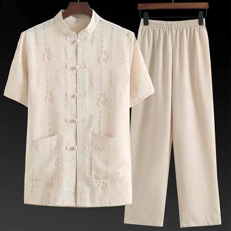 Martial Arts Cotton & Linen Tang Suit Men's Short Sleeved Shirts Long Pants Embroidered Suit Old Man Summer Wear Father Clothes
Martial Arts Cotton & Linen Tang Suit Men's Short Sleeved Shirts Long Pants Embroidered Suit Old Man Summer Wear Father Clothes