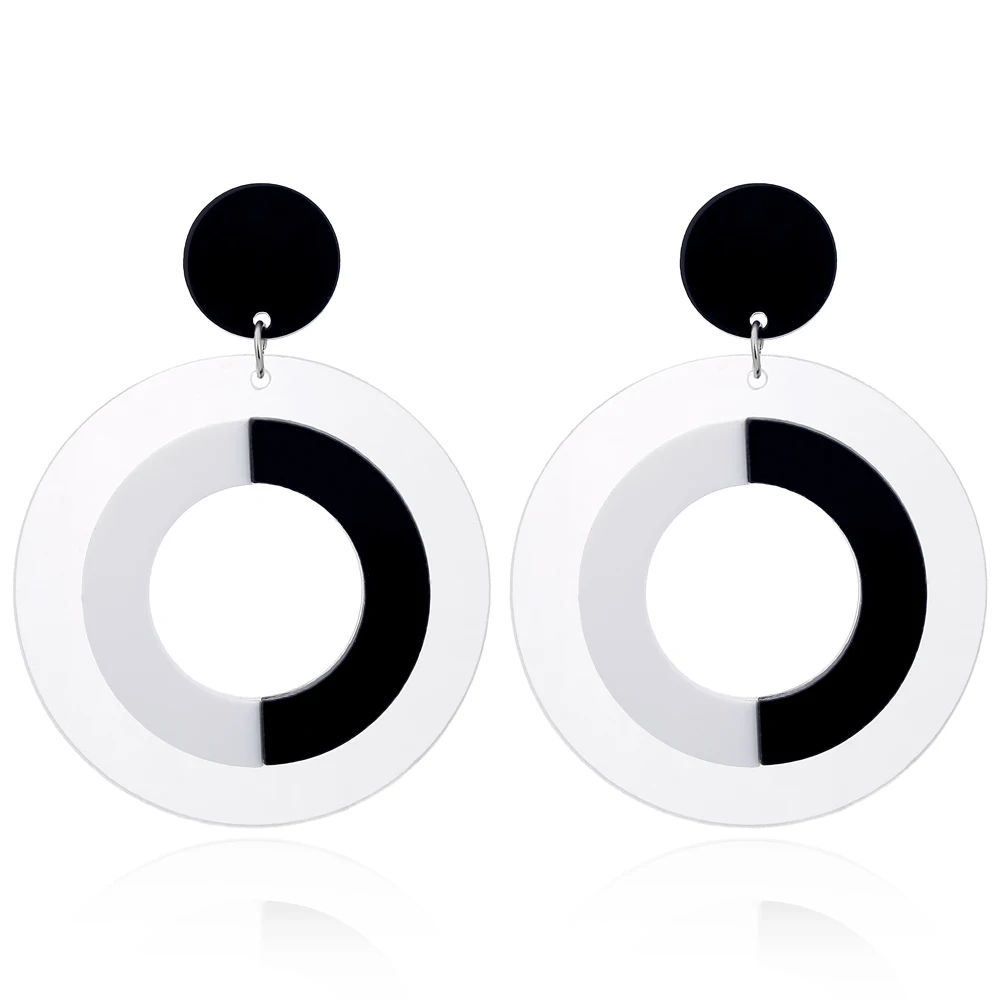 XIYANIKE New Fashion OL Exaggerate Hollow Big Circle Black White Acrylic Dangle Earrings For Women Hip-Hop Personality Earrings
XIYANIKE New Fashion OL Exaggerate Hollow Big Circle Black White Acrylic Dangle Earrings For Women Hip-Hop Personality Earrings