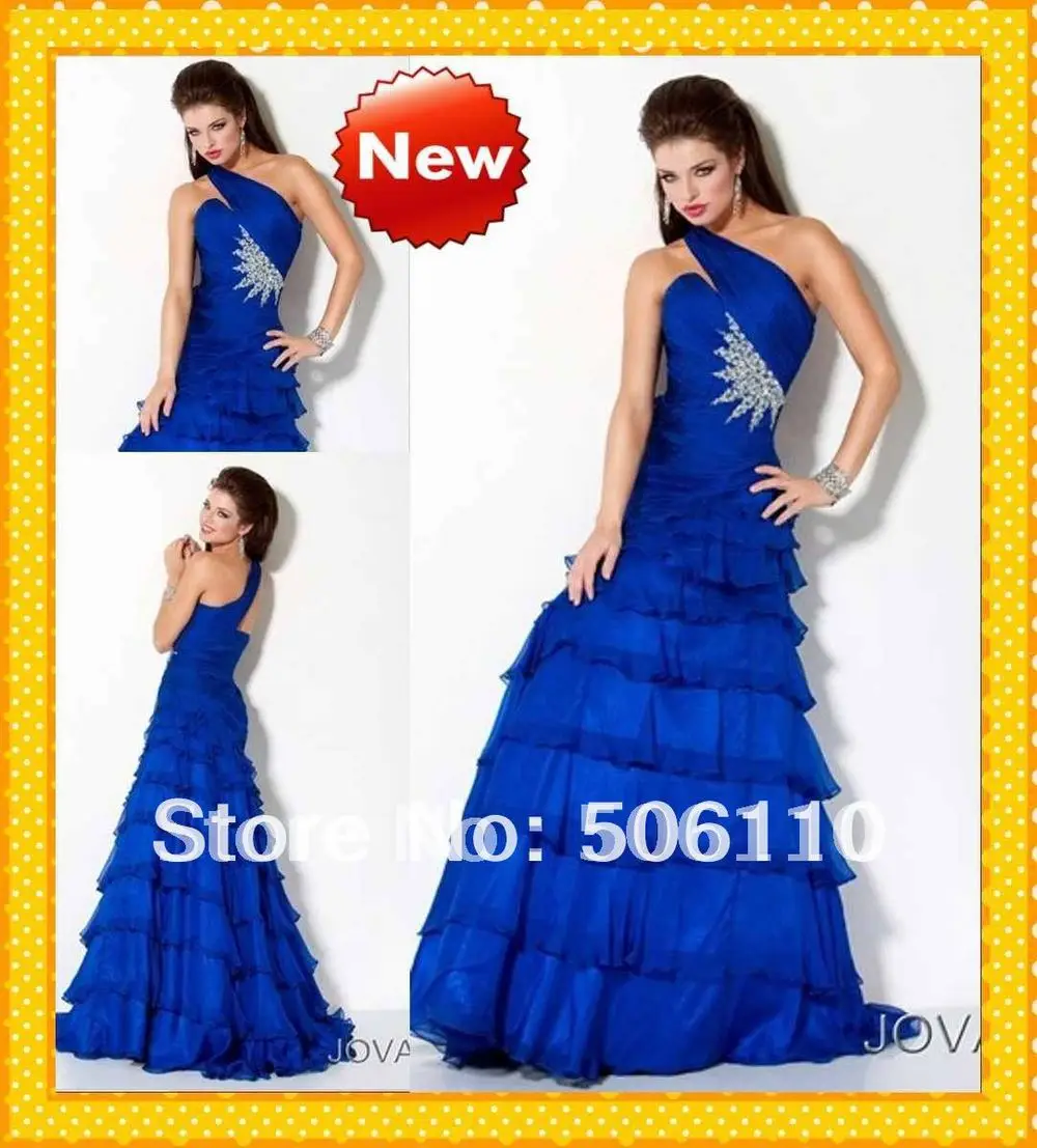 2Custom Wholesale Royal Blue One shoulder Mermaid Chiffon Sexy Beaded 9590 Prom Dresses Formal Party Cocktail Dress Gowns | Свадьбы и