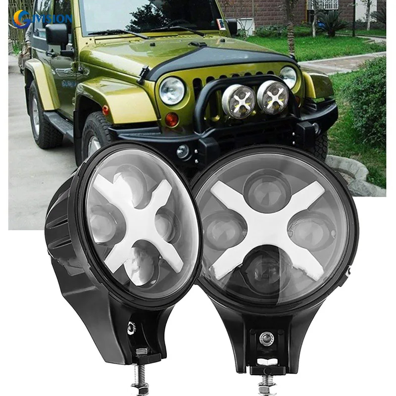 2PCS Black 6'' inch Led Spotlight 60W Fog Light Work lights White X DRL Angel eyes For Jeep Wrangler Trucks SUV Off Road 4X4
2PCS Black 6'' inch Led Spotlight 60W Fog Light Work lights White X DRL Angel eyes For Jeep Wrangler Trucks SUV Off Road 4X4