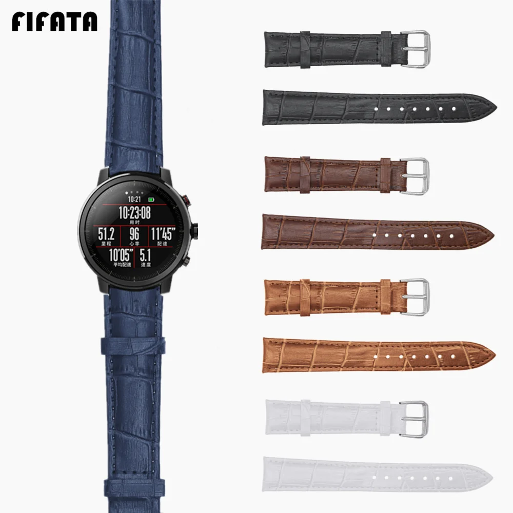 Умные часы FIFATA 18 20 22 24 мм кожаный ремешок для Huami Amazfit Stratos 2 Samsung Garmin Vivoactive3 Huawei