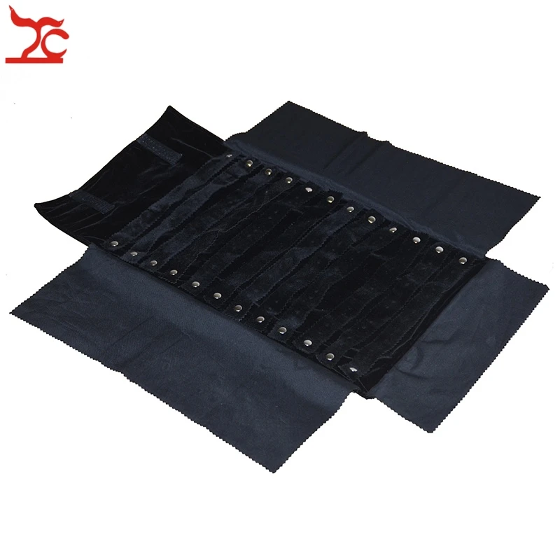 Portable Gold PU Jewelry Exhibition Collection Roll Bag Black Velvet Pendant Earring Stud Storage Organizer Roll Bag 29*10cm
Portable Gold PU Jewelry Exhibition Collection Roll Bag Black Velvet Pendant Earring Stud Storage Organizer Roll Bag 29*10cm