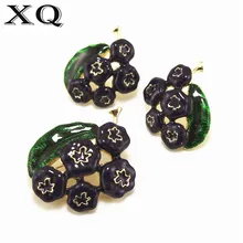 Женская Брошь с листьями XQ фиолетовая и зеленая брошь в форме