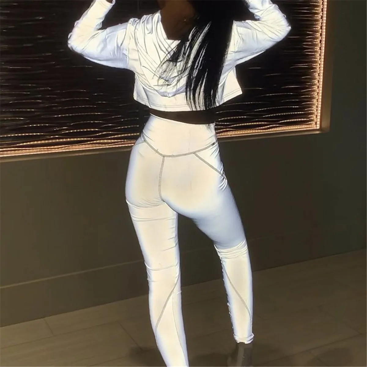 Crop Top Flash Reflective Women Jacket Long Sleeve Casual Short Hoodies Cropped Hoodies Zip Up Hooded Sweatshirt Clubwear Gray
Crop Top Flash Reflective Women Jacket Long Sleeve Casual Short Hoodies Cropped Hoodies Zip Up Hooded Sweatshirt Clubwear Gray