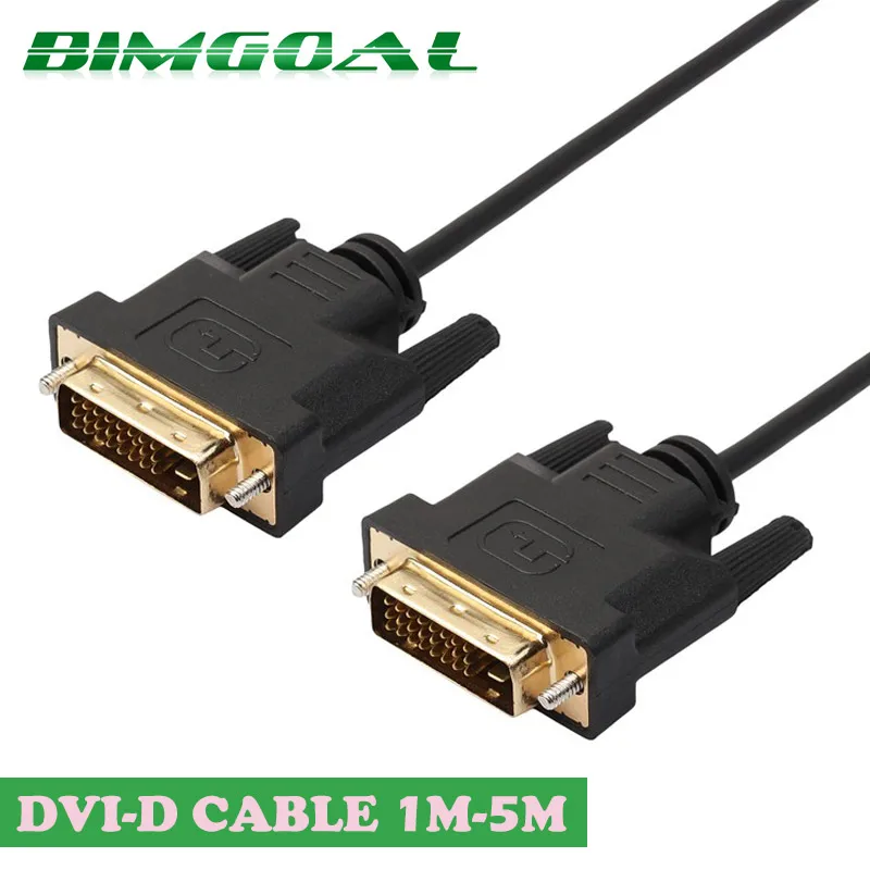 Позолоченный Высокоскоростной DVI Кабель адаптер 0 5 м 1 2 3 24 + pin D кабель dvi