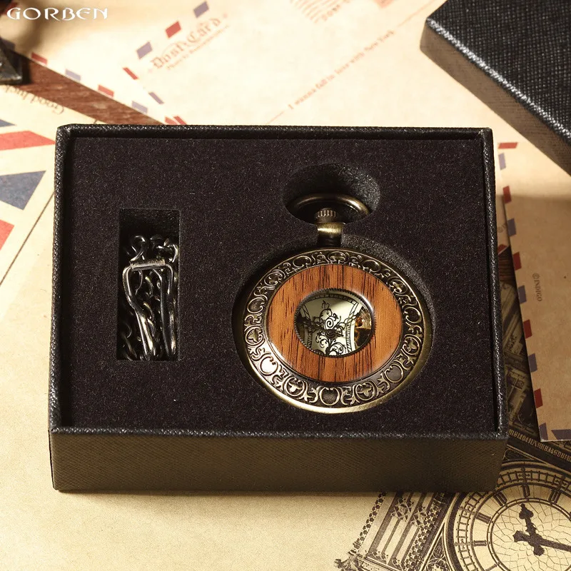 Retro Wood Circle Skeleton Pocket Watch Men Women Unisex Mechanical Hand-winding Vintage Roman Numerals Necklace Steampunk Watch
Retro Wood Circle Skeleton Pocket Watch Men Women Unisex Mechanical Hand-winding Vintage Roman Numerals Necklace Steampunk Watch