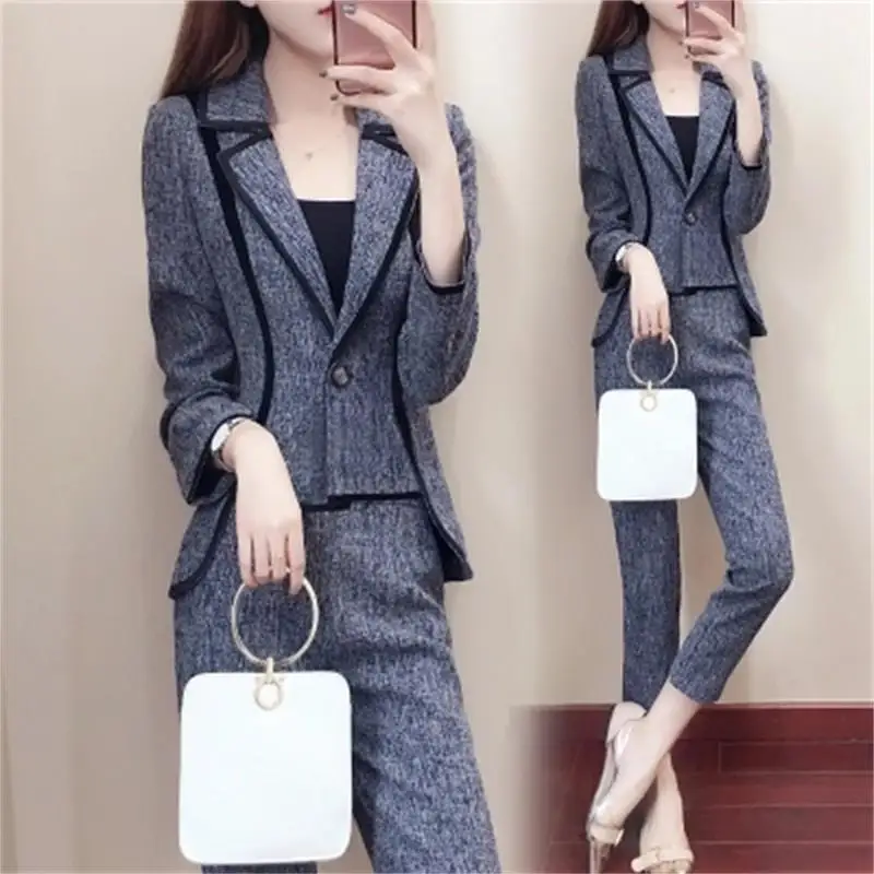 High quality suit suit women spring and autumn New women's Korean fashion long-sleeved small suit ladies nine pants two sets
High quality suit suit women spring and autumn New women's Korean fashion long-sleeved small suit ladies nine pants two sets