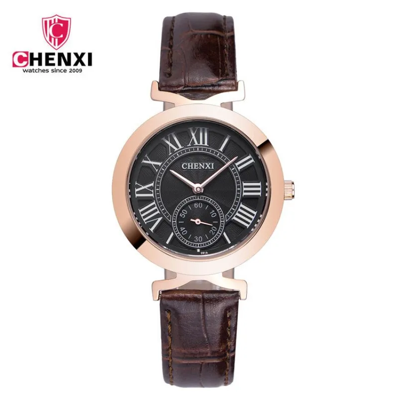 Роскошные женские часы от бренда CHENXI Gold Case Dress Женские кварцевые наручные с