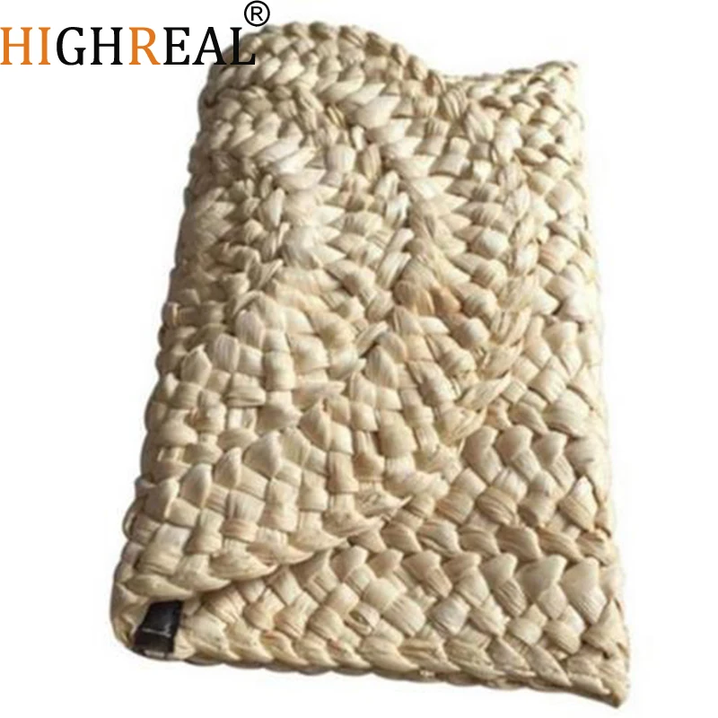 

HIGHREAL 5pcs/lot Straw Bag Women Elegant Braided Clutch Handbag Envelope Hasp Beach Bag