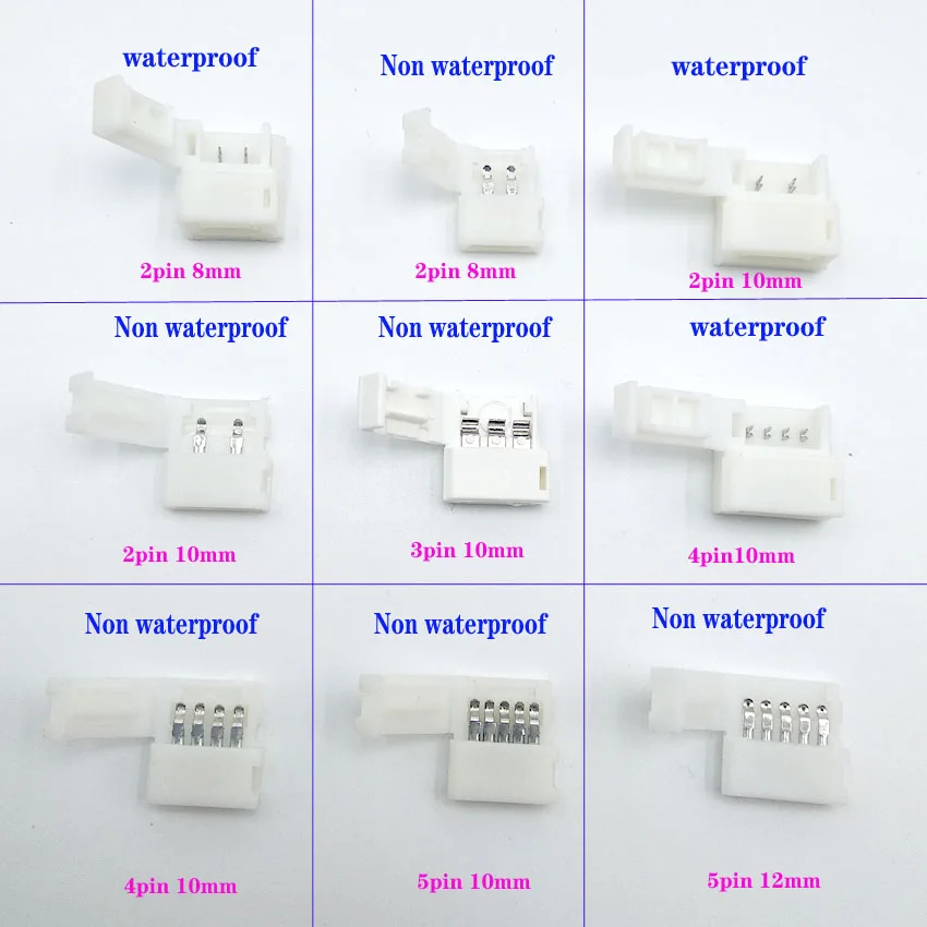5050/3528 LED Strip Connectors 8/10/12mm / 2/4/5pin Free Welding Connector Bare board Non waterproof/ Dropping glue waterproof
5050/3528 LED Strip Connectors 8/10/12mm / 2/4/5pin Free Welding Connector Bare board Non waterproof/ Dropping glue waterproof