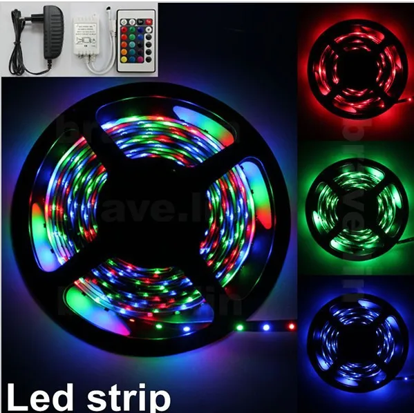 Светодиодная лента RGB 12 В 5 м 300 светодиодов SMD 3528 водонепроницаемая IP30 IP65 адаптер