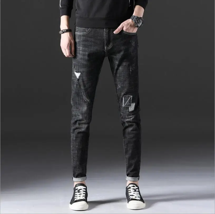 Men Holes Skinny Jeans High Quality Men Cotton Slim Denim Jeans New Fashion Men Autumn Black Cowboy Trousers Denim Jeans Size 38
Men Holes Skinny Jeans High Quality Men Cotton Slim Denim Jeans New Fashion Men Autumn Black Cowboy Trousers Denim Jeans Size 38