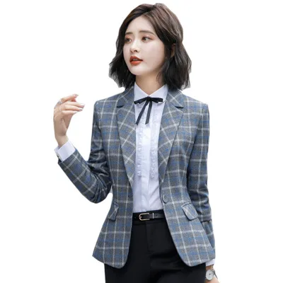 Small suit professional wear women's autumn new business casual lattice suit fashion temperament small fragrance work clothes
Small suit professional wear women's autumn new business casual lattice suit fashion temperament small fragrance work clothes